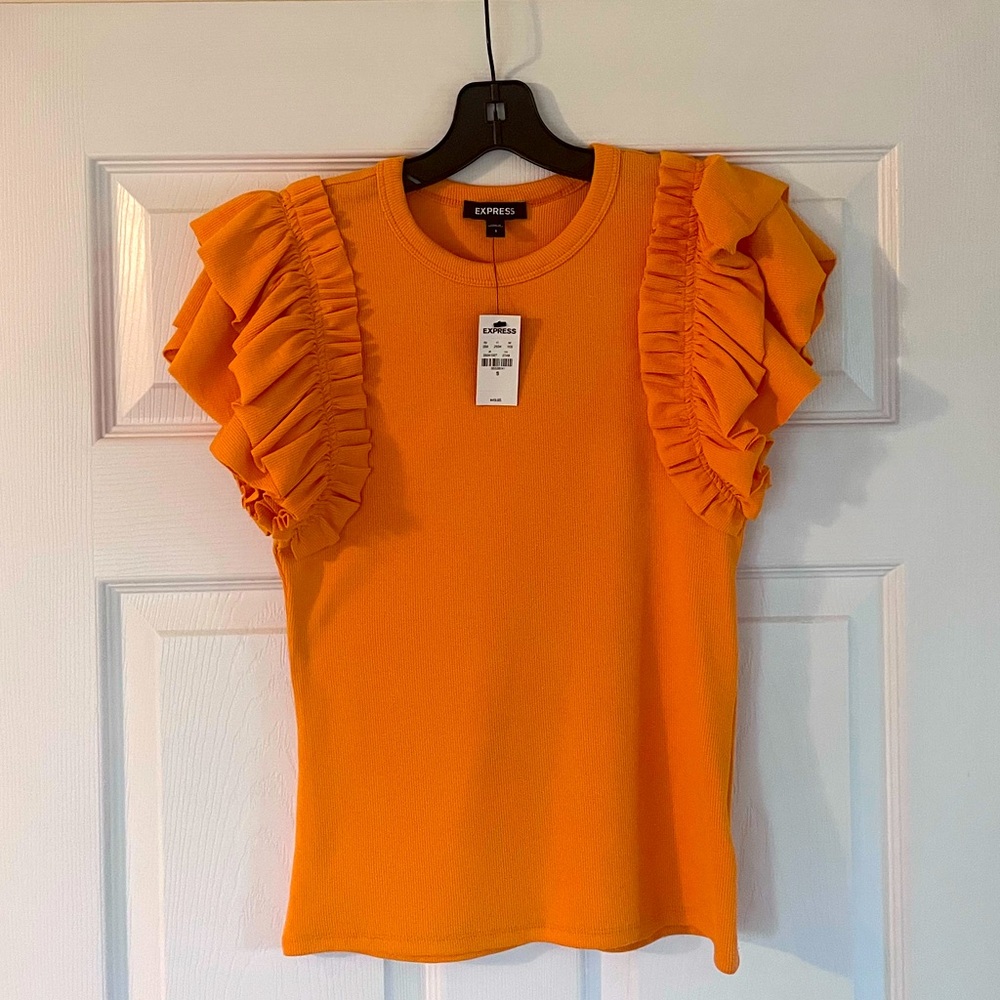 Express Ruffle Cap Sleeve Top